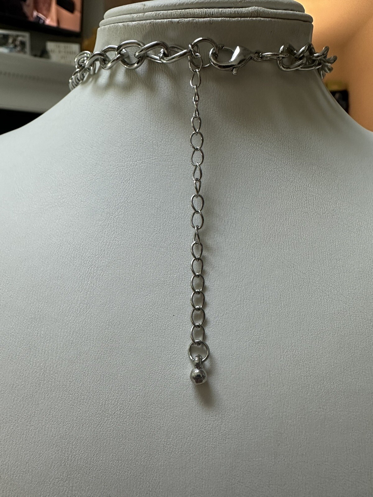 Silver Chain Linked Circle Adjustable Necklace - … - image 4