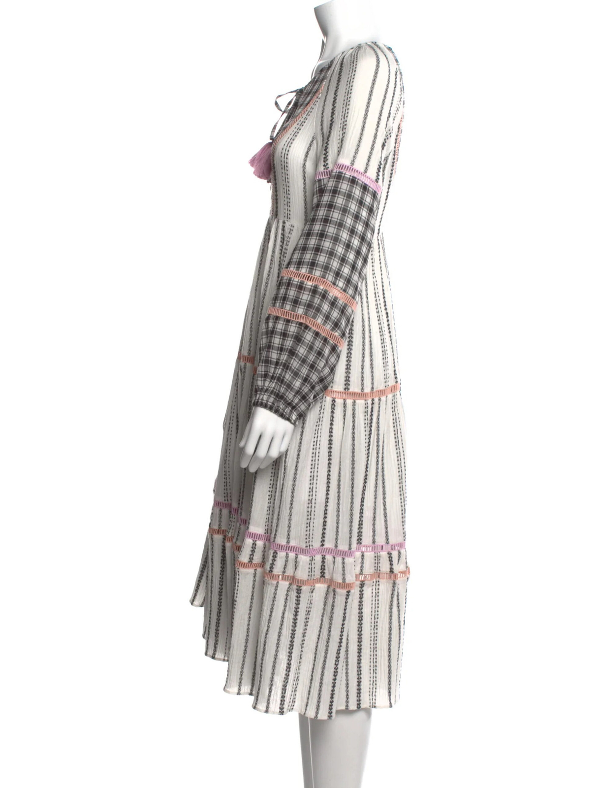 Veronica Beard Eileen Paneled Checked Long Sleeve… - image 2