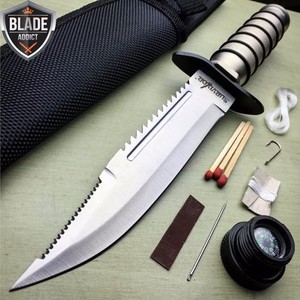 8" TACTICAL SURVIVAL Rambo Hunting FIXED BLADE KNIFE Army Bowie w ...