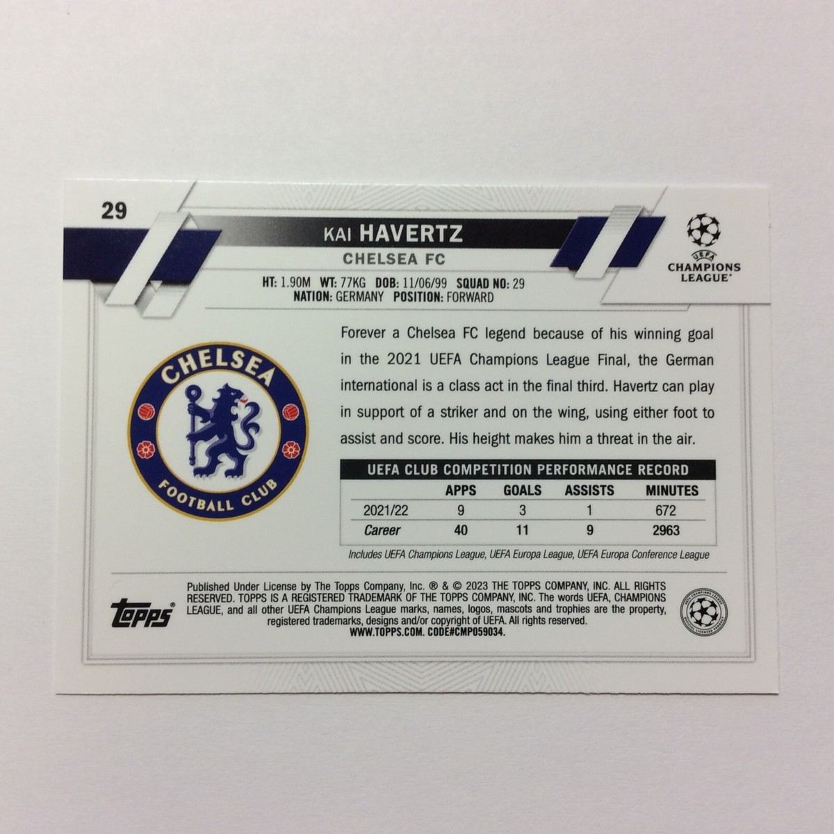 2022-23 Topps UEFA Champions League #29 Kai Havertz Chelsea FC | eBay
