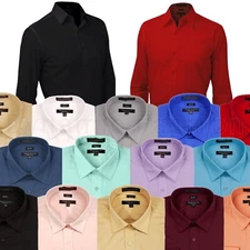 Marquis Men's Premium Slim Fit Button Up Long Sleeve Solid Color Dress Shirt