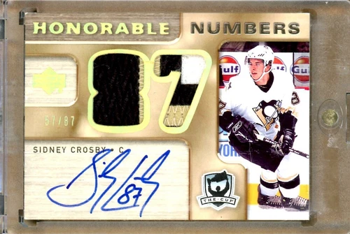 2005-06 The Cup Honorable Numbers #HNSC Sidney CROSBY RC Dual Patch Auto /87