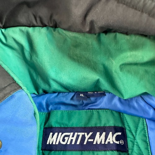 VINTAGE Might Mac Jacket Mens XL Norsac Duck Down Colorblock Puffer Coat 90s - Picture 9 of 17