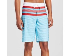MOSSIMO SUPPLY CO Men's Swimwear Board Shorts Striped Turquoise 32