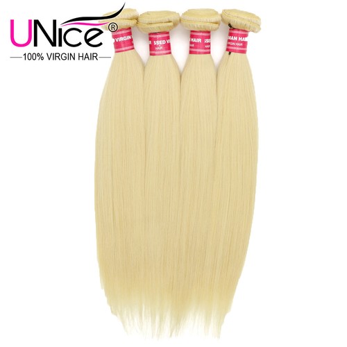 UNice 613 Blonde Peruvian Straight Virgin Hair Bundles 100% Human Hair Extension - Picture 9 of 14