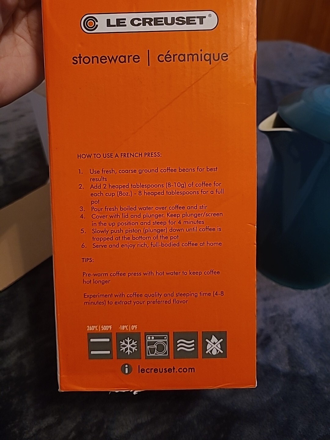 LE CREUSET Stoneware Turquoise 34oz French Coffee Press