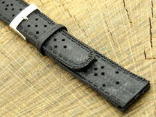 Vintage NOS Unused 20mm Black Rubber w Silver Tone Buckle Watch Band Water Proof