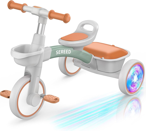 Colorful Lighting Toddler Tricycle for 2-5 Years Old Boys Girls, Adjustable Seat - Picture 12 of 12