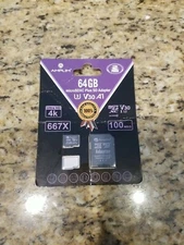 Amplim 64 GB microSDXC Plus w/SD Adapter Card Ultra HD 4k 667X 100 MB/S