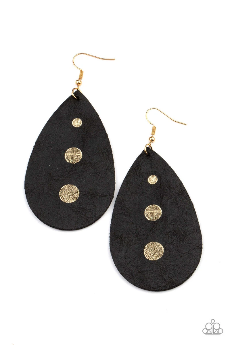 Paparazzi black leather earrings online