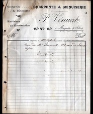 MAGNETTE prés AUDES (03) MENUISERIE & CHARPENTE "P. VENUAT" en 1912