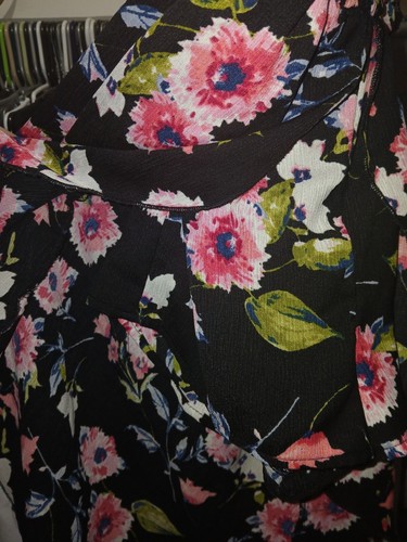 Little Girls Romper Dress XS 4/5 ~ Black w/ Pink Floral Print ~ Pink & Violet ~ - Picture 6 of 9