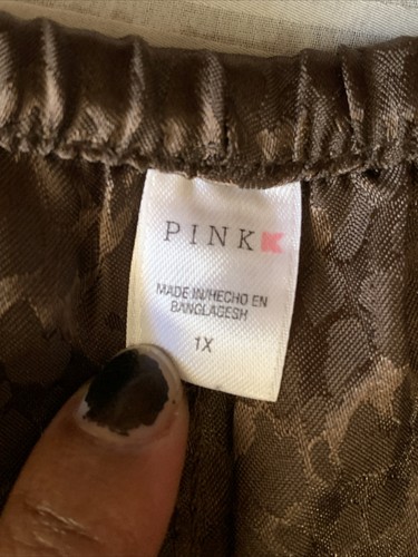PINK K 1X brown Satin Pajama Bottoms - Picture 4 of 8