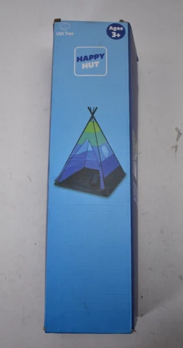 USA Toyz Happy Hut Teepee Tent For Kids Blue Green Colored UT-HHTENT-BLU