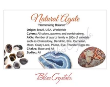 NATURAL AGATE Crystal Information Card, Double sided #HC166