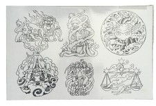 Tattoo Flash Single Sheet Print Stars, Bull, Angels, Justice, Lion, 11" X 14  