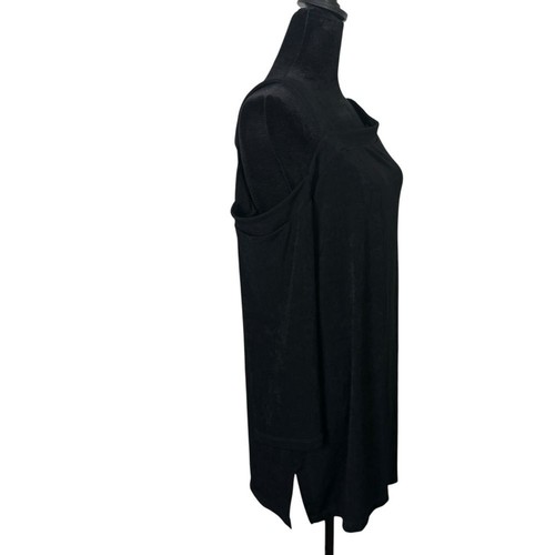 Chico's Travelers 3 Size XL Top Slinky One Shoulder Black Travel Stretch Casual - Picture 7 of 13