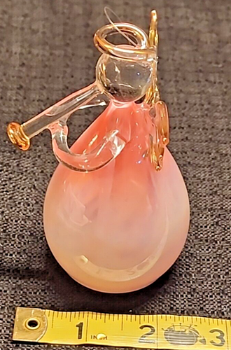 Vintage Russ Berrie Angel Of Love Blown Glass Ornament Playing Horn (T156) - Picture 5 of 8