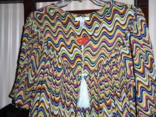 NWT GO SOFTLY CRINKLED RAYON ZIP FRNT MUU PATIO DUSTER HOUSE DRESS WAVE M L XL