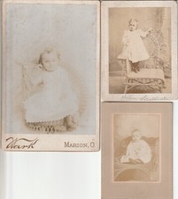 3 Antique Cabinet Card Photo Portraits Babies and Children