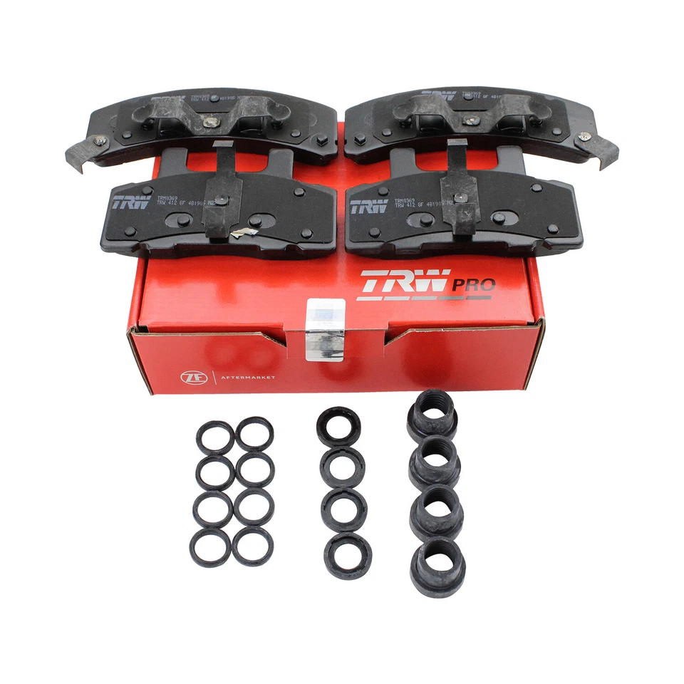 Juego de pastillas de freno delanteras metálicas TRW Pro con herrajes para Cadillac Chevy GMC Dodge Foto 3 de 4