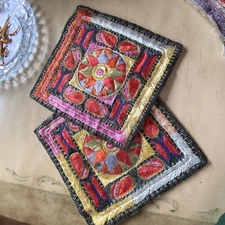 vintage hand sewn afghan plate mate