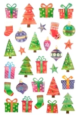 Holiday Christmas Icons Trees Gifts Ornaments Foil Puffy Stickers Planner Craft
