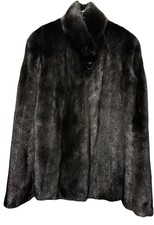 Beautiful Short Mink Fur Jacket With High Collar In Size S/m In Black Colour