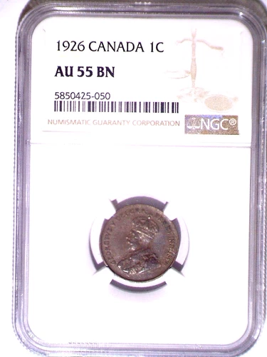 1926 NGC AU55BN Canada Small One Cent - Penny - 1C - 2.14M mintage - CAN