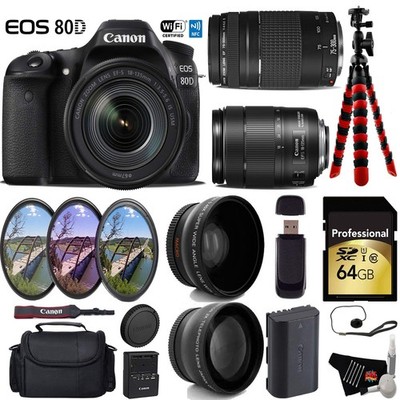 Canon EOS 80D DSLR Camera with 18-135mm is STM Lens & 75-300mm III Lens + UV FLD