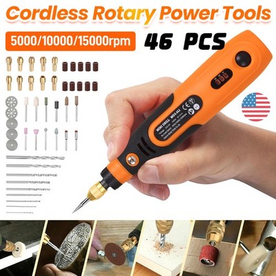46xCordless Electric Mini Drill Grinder Engraving Pen Variable Speed Rotary Tool