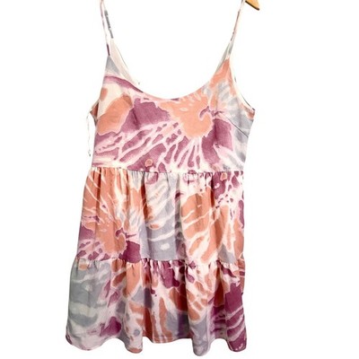 Wishlist Apparel Tie Dye Tiered Mini Dress Spaghetti Straps Bow Back Size S