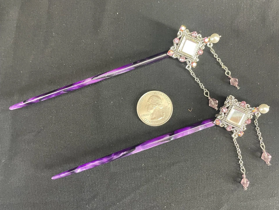 Lote de 5 alfileres para el cabello nupcial con estrás de cristal colorido boda graduación NUEVO Foto 4 de 4