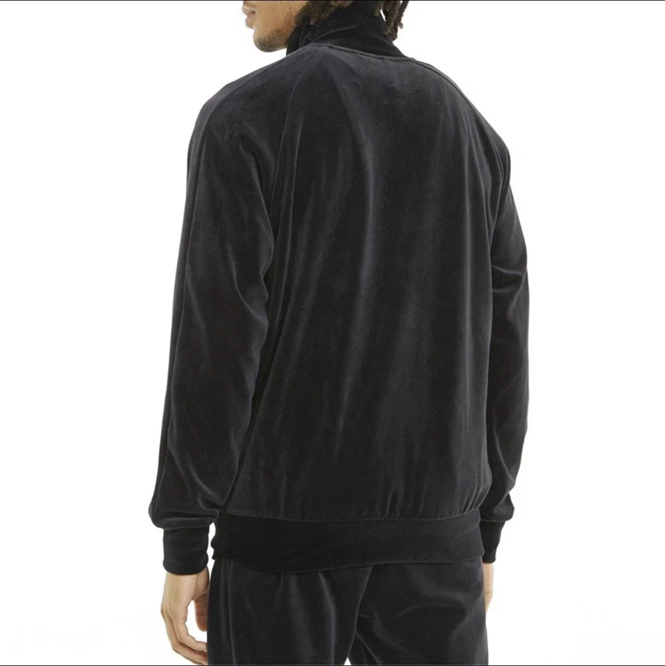 彪马超大丝绒 T7 轨道夹克男式中号黑色全拉链复古 626712 01 — 第 3/4 张图片
