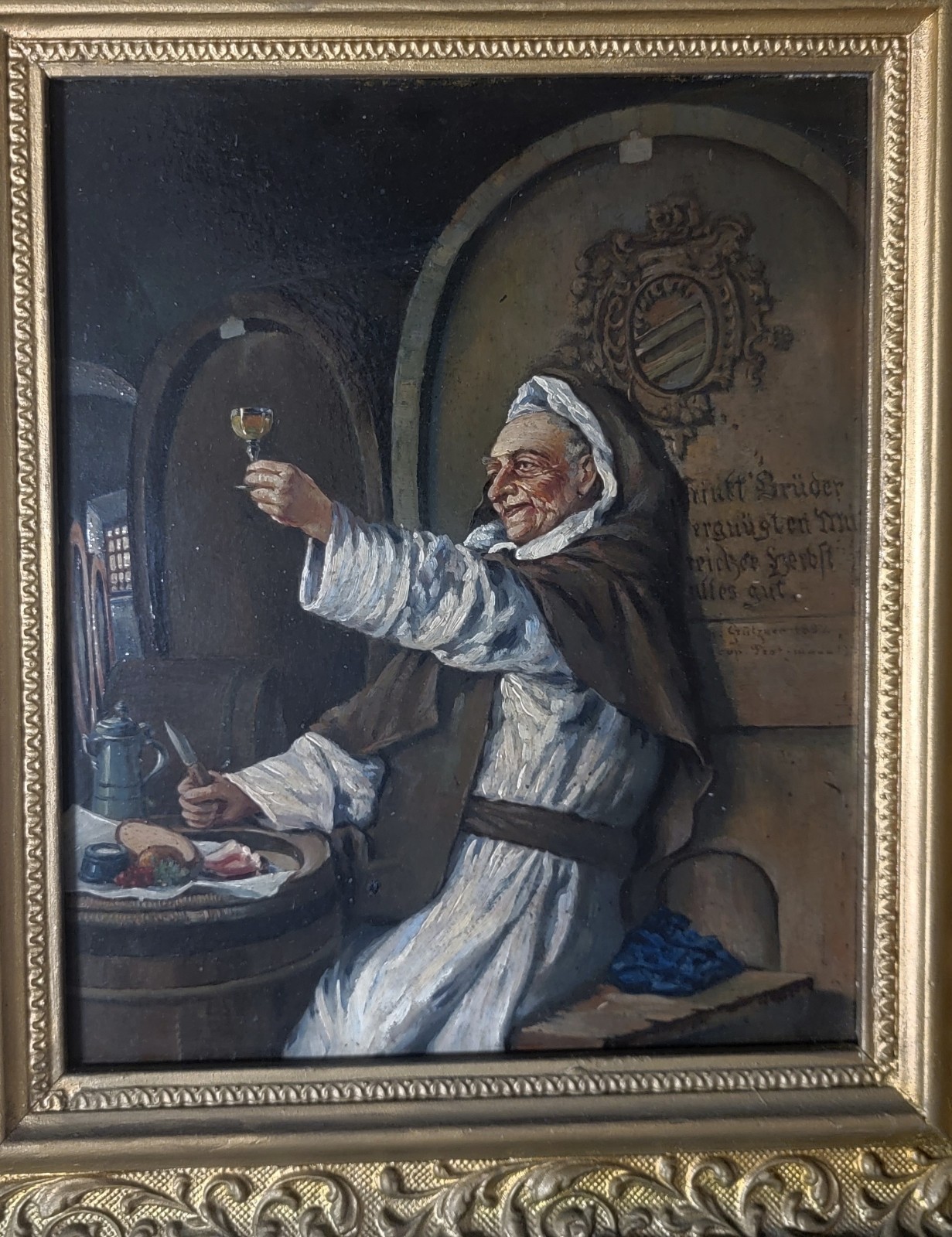Eduard Grutzner-Oil Painting-Monk With Glass Of Wine-1882