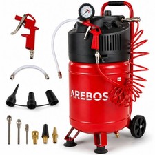 AREBOS Druckluft Kompressor Luftkompressor 30L 10 Bar stehend 13-tlg Zubeh&ouml;r Rot