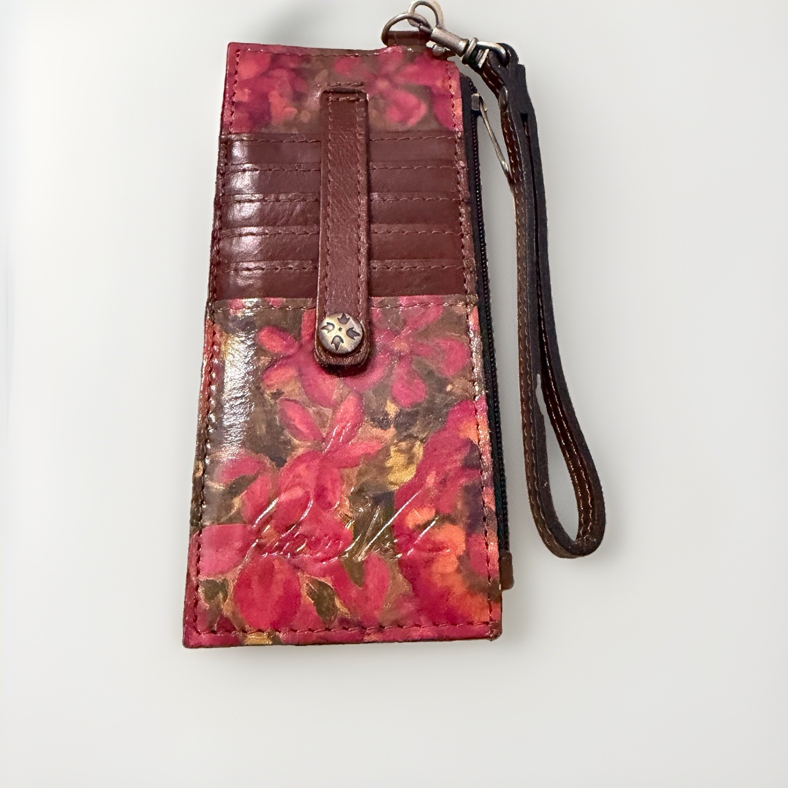 Patricia Nash Alanna Floral Leather Cardholder Wristlet Wallet ID Holder EUC