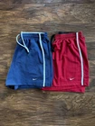 Nike Shorts Bundle Youth Large 12-14 Blue Red Embroidered Logo Silver Tag 90’s