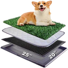 Dog Grass Pad with Tray 25X20 - Artificial Grass for Dogs Potty Training - Fake