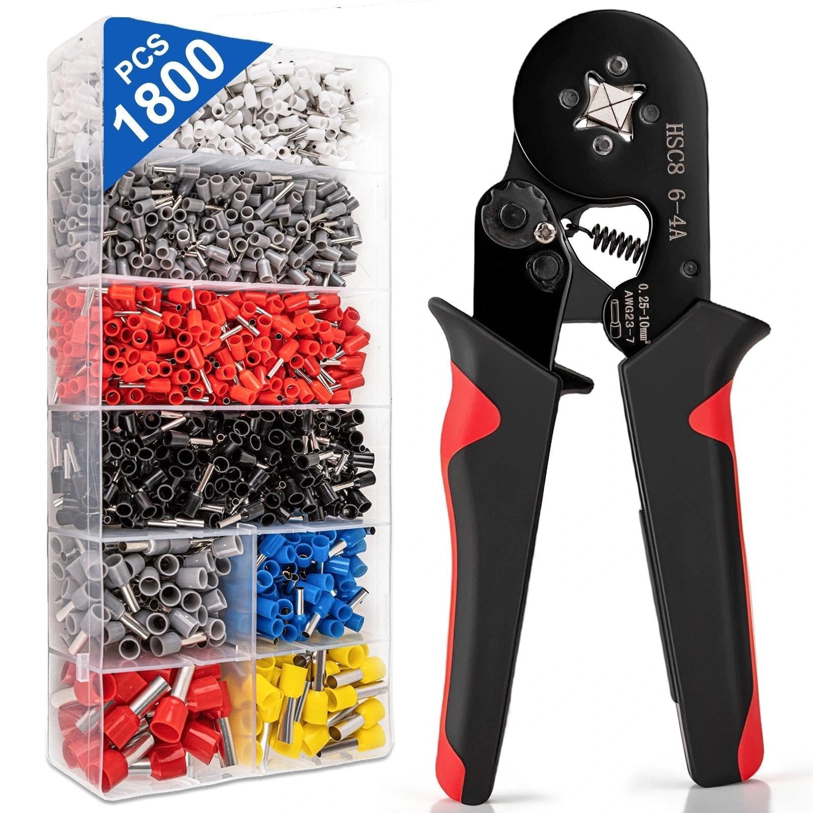 Ferrule Crimping Tool Kit, Wire Ferrules Kit Crimper Pliers with 1800PCS Wire...