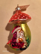 Vtg ​Christopher Radko Santa Mushroom Glass Christmas Ornament Poland NWT Rare