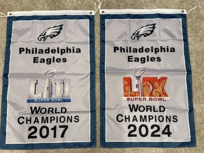 Philadelphia Eagles Super Bowl Champions Complete Set Banners/Flags 2  x 3 