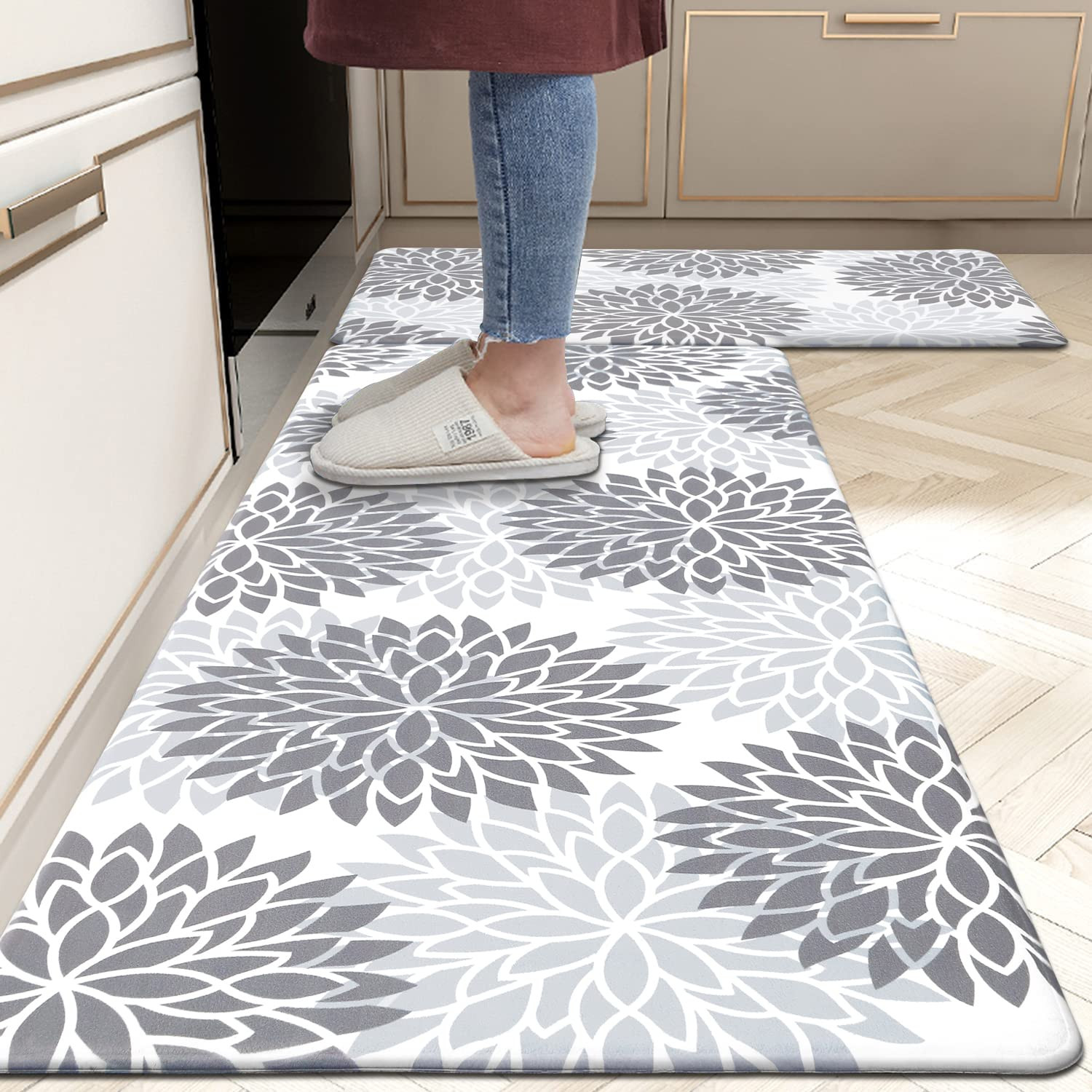 Anti Fatigue Kitchen Rug Sets 2 Piece Non Slip Kitchen Mats for Floor Cushion...