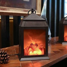 Fireplace Lantern Battery USB Operated 6 Hour Timer Tabletop Fireplace Lantern