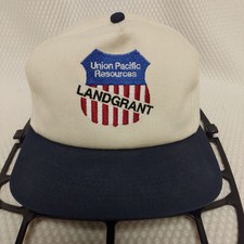 Vtg UPR Union Pacific Resources Landgrant White Blue Baseball Cap Hat Snapback