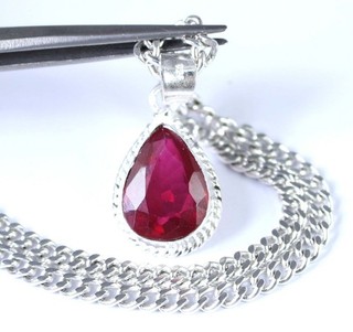 8.20 Ct Natural Red Ruby 14 x 10 mm Pear Certified Gemstone Pendant See Video