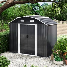 7.5X4FT Metal Garden Shed Curve Roof With FREE Foundation Base Storage House New