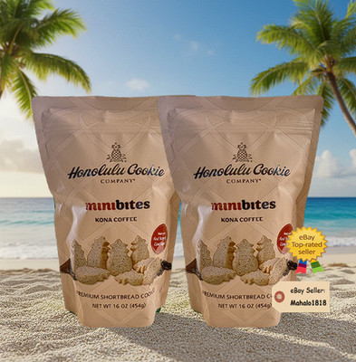  Honolulu Cookie Co. Mini Bites Kona Coffee Shortbread - Two 16oz Ba