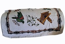 Vintage New Zealand Linen Tablecloth/Textile/Fabric W/Graphics Upcyle It 45x48