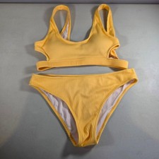CUPSHE Bikini Set Womens M Ribbed Texture Two Piece Side Cutout Tank Top